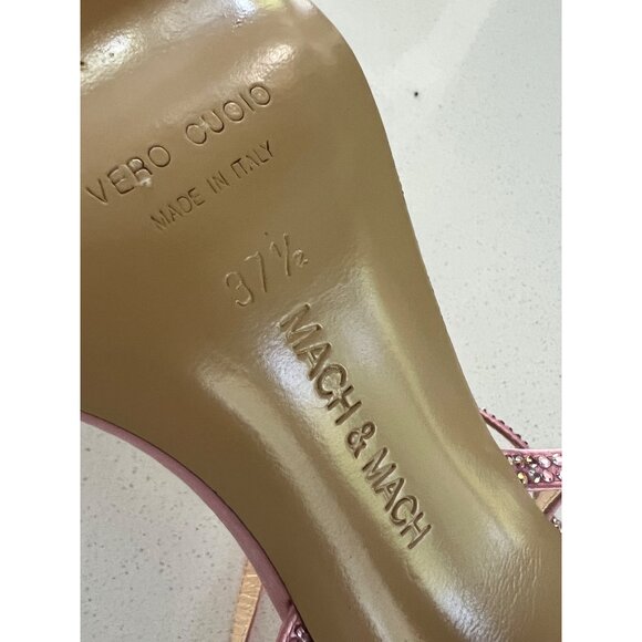 Mach Mach Baby Pink 95 French Bow Crystal-Embellished Sandals heels size 37.5 - Picture 7 of 9